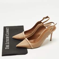 Pre Owned Malone Souliers Marion Size 41 Beige Leather Slingback Pumps