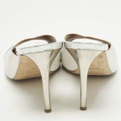 Pre Owned Malone Souliers Joni Size 41 White/Silver Leather Mules