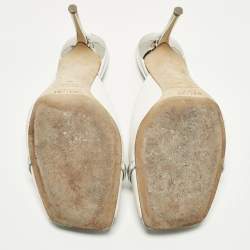 Pre Owned Malone Souliers Joni Size 41 White/Silver Leather Mules