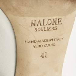 Pre Owned Malone Souliers Joni Size 41 White/Silver Leather Mules