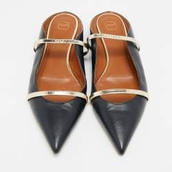 Pre Owned حذاء سلايد مالون سولييه مورين جلد أزرق كحلي/ذهبي مقاس 43