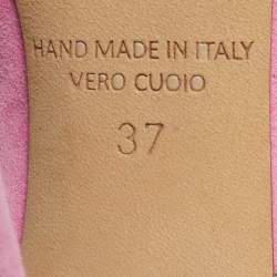 Pre Owned Malone Souliers Maureen Size 37 Pink/Silver Leather and Suede Mules