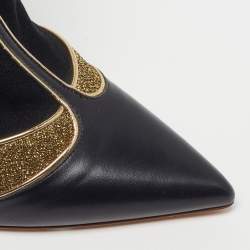 مملوكة مسبقًا Malone Souliers Sadif Size 38 Black/Gold Leather and Suede Sock  Boots