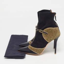 مملوكة مسبقًا Malone Souliers Sadif Size 38 Black/Gold Leather and Suede Sock  Boots