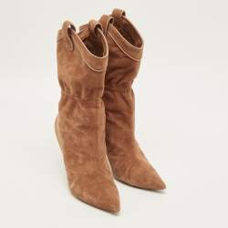 Pre Owned Malone Souliers Daisy Luwolt Size 38 Brown Suede Ankle Length Boots