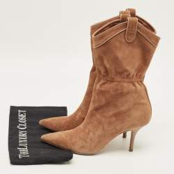Pre Owned Malone Souliers Daisy Luwolt Size 38 Brown Suede Ankle Length Boots