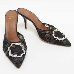 مملوكة مسبقًا حذاء سلايد مالون سولييه ميسي مزين دانتيل أسود مقاس 37