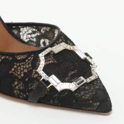 مملوكة مسبقًا حذاء سلايد مالون سولييه ميسي مزين دانتيل أسود مقاس 37