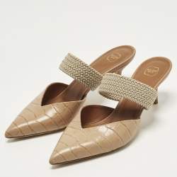 Pre Owned حذاء ميول مالون سولييه مايزي جلد منقوش بكروك بيج مقاس 37.5