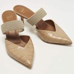 Pre Owned حذاء ميول مالون سولييه مايزي جلد منقوش بكروك بيج مقاس 37.5