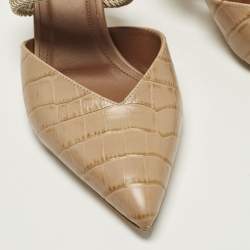 Pre Owned حذاء ميول مالون سولييه مايزي جلد منقوش بكروك بيج مقاس 37.5