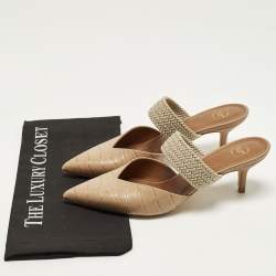 Pre Owned حذاء ميول مالون سولييه مايزي جلد منقوش بكروك بيج مقاس 37.5