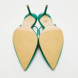 Pre Owned Malone Souliers Fara Size 41 Green Satin Crystal Embellished Mules