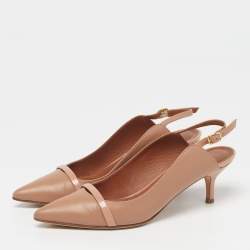 مملوكة مسبقًا صندل مالون سولييه فتحة كعب مقدمة مدببة ماورين جلد بيج / أسود مقاس 40