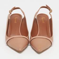 مملوكة مسبقًا صندل مالون سولييه فتحة كعب مقدمة مدببة ماورين جلد بيج / أسود مقاس 40