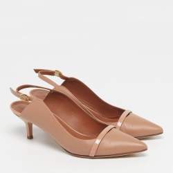 مملوكة مسبقًا صندل مالون سولييه فتحة كعب مقدمة مدببة ماورين جلد بيج / أسود مقاس 40