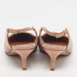 مملوكة مسبقًا صندل مالون سولييه فتحة كعب مقدمة مدببة ماورين جلد بيج / أسود مقاس 40