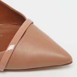 مملوكة مسبقًا صندل مالون سولييه فتحة كعب مقدمة مدببة ماورين جلد بيج / أسود مقاس 40