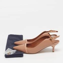 مملوكة مسبقًا صندل مالون سولييه فتحة كعب مقدمة مدببة ماورين جلد بيج / أسود مقاس 40