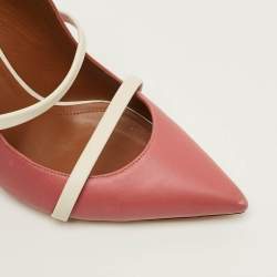 Pre Owned Malone Souliers Maureen Size 36.5 Pink/White Leather Slide Sandals