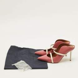 Pre Owned Malone Souliers Maureen Size 36.5 Pink/White Leather Slide Sandals