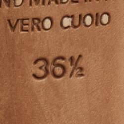 Pre Owned Malone Souliers Imogen Size 36.5 Yellow/Brown Canvas and Leather Pointed Toe Mules