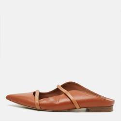 Pre Owned Malone Souliers Maureen Size 37.5 Brown Leather Mules