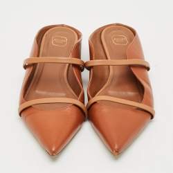 Pre Owned Malone Souliers Maureen Size 37.5 Brown Leather Mules