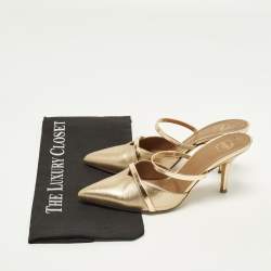 Pre Owned Malone Souliers Maureen Size 37.5 Metallic Leather Mules