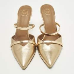 Pre Owned Malone Souliers Maureen Size 37.5 Metallic Leather Mules