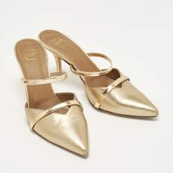 Pre Owned Malone Souliers Maureen Size 37.5 Metallic Leather Mules