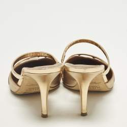 Pre Owned Malone Souliers Maureen Size 37.5 Metallic Leather Mules