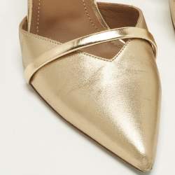 Pre Owned Malone Souliers Maureen Size 37.5 Metallic Leather Mules