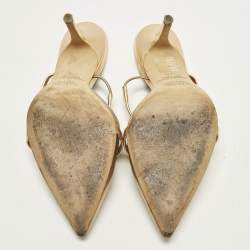 Pre Owned Malone Souliers Maureen Size 37.5 Metallic Leather Mules