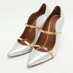 Pre Owned Malone Souliers Maureen Size 42 Silver/Gold Leather Pumps