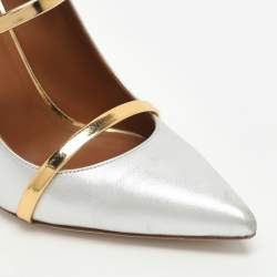 Pre Owned Malone Souliers Maureen Size 42 Silver/Gold Leather Pumps