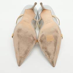 Pre Owned Malone Souliers Maureen Size 42 Silver/Gold Leather Pumps
