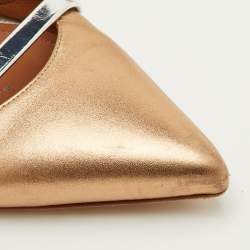 مملوكة مسبقًا Malone Souliers Maureen Size 40 Metallic Gold/Silver Leather Pointed Toe Flat Mules