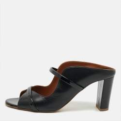 مملوكة مسبقًا Malone Souliers Norah Size 38 Black Patent and Leather Slide Sandals