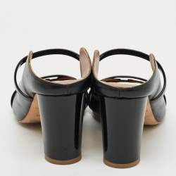 مملوكة مسبقًا Malone Souliers Norah Size 38 Black Patent and Leather Slide Sandals