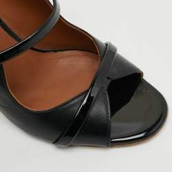 مملوكة مسبقًا Malone Souliers Norah Size 38 Black Patent and Leather Slide Sandals