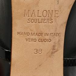مملوكة مسبقًا Malone Souliers Norah Size 38 Black Patent and Leather Slide Sandals