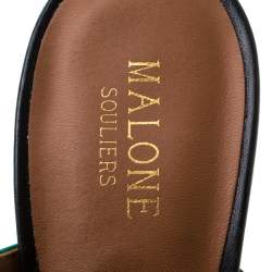 Pre Owned Malone Souliers Green Floral Embroidered Satin Peep Toe Mules Size 40