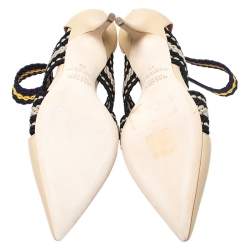 مملوكة مسبقًا صندل مالون سولييه سيور متعاكسة مقدمة مدببة قماش مجدول و جلد متعدد الألوان مقاس 40