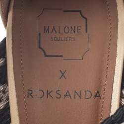 مملوكة مسبقًا صندل مالون سولييه سيور متعاكسة مقدمة مدببة قماش مجدول و جلد متعدد الألوان مقاس 40