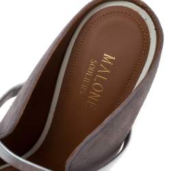 Pre Owned صندل مالون سولييه ماورين كعب سميك سويدي و جلد رصاصي و فضي مقاس 37