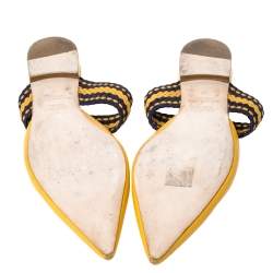 Pre Owned Malone Souliers Yellow/Purple Leather Maisie Pointed Toe Mules Size 41