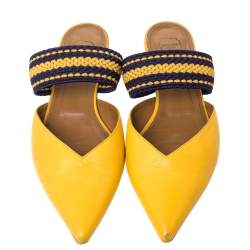 Pre Owned Malone Souliers Yellow/Purple Leather Maisie Pointed Toe Mules Size 41