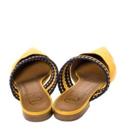 Pre Owned Malone Souliers Yellow/Purple Leather Maisie Pointed Toe Mules Size 41