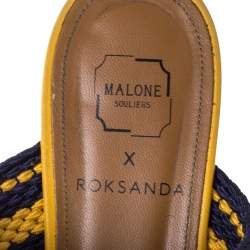 Pre Owned Malone Souliers Yellow/Purple Leather Maisie Pointed Toe Mules Size 41